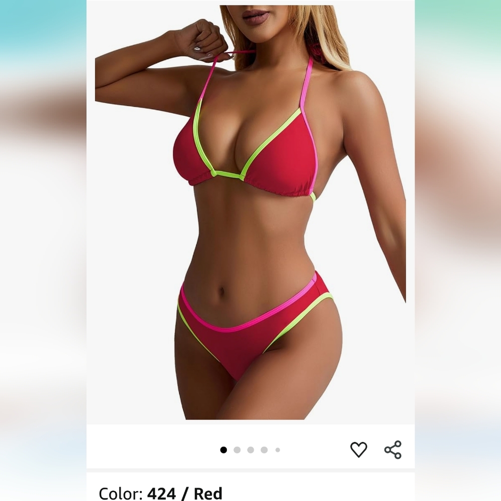 Vibrant Red Triangle Bikini Set